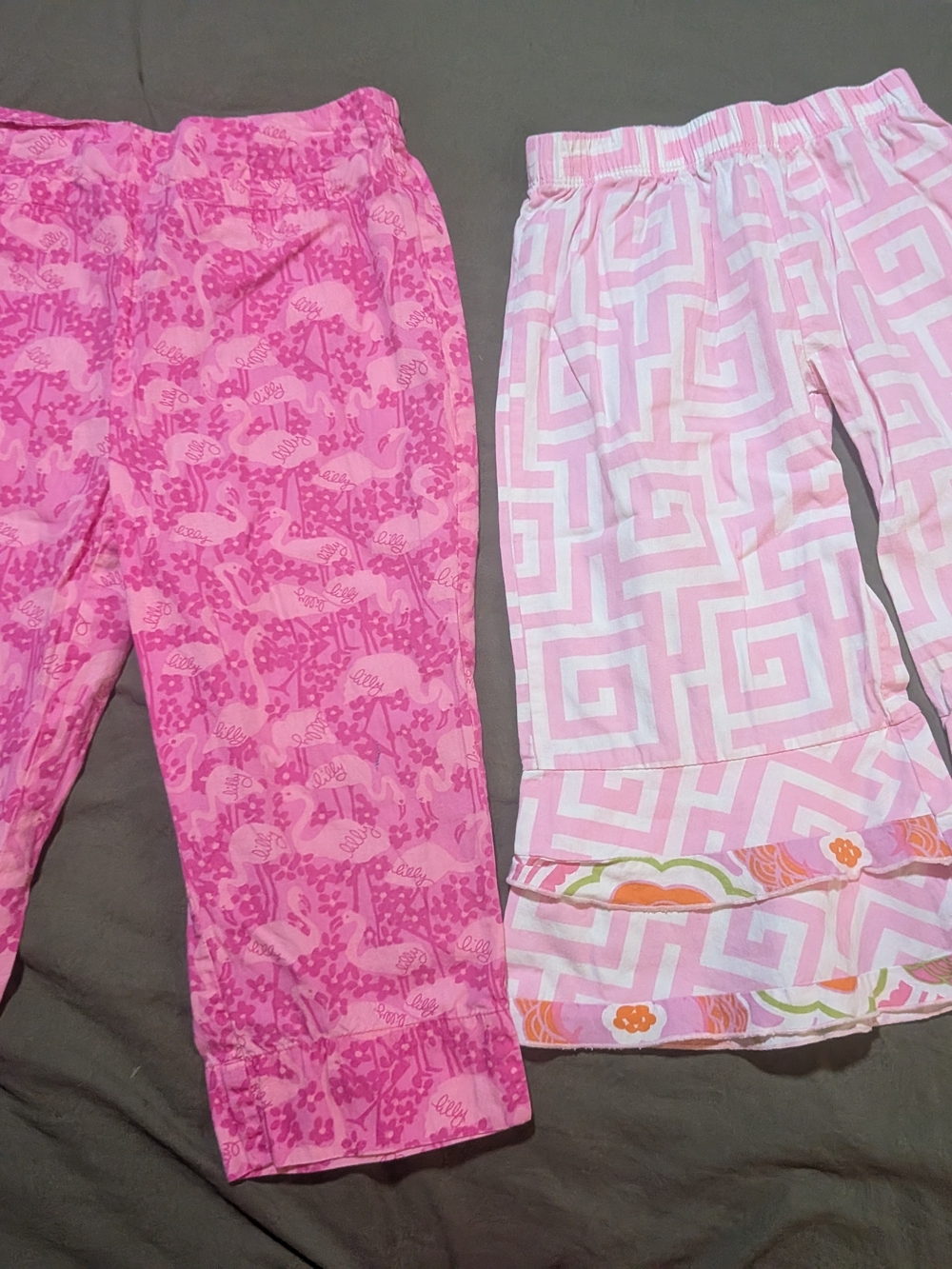 Minnie By Lilly Pulitzer Pants size 4 Pink Floral & Ann Loren Gingham Pink Pant